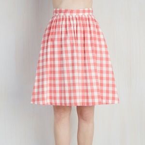 Modcloth Pink and White Gingham Skirt